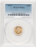 1874 G$1 Gold Dollar PCGS MS61