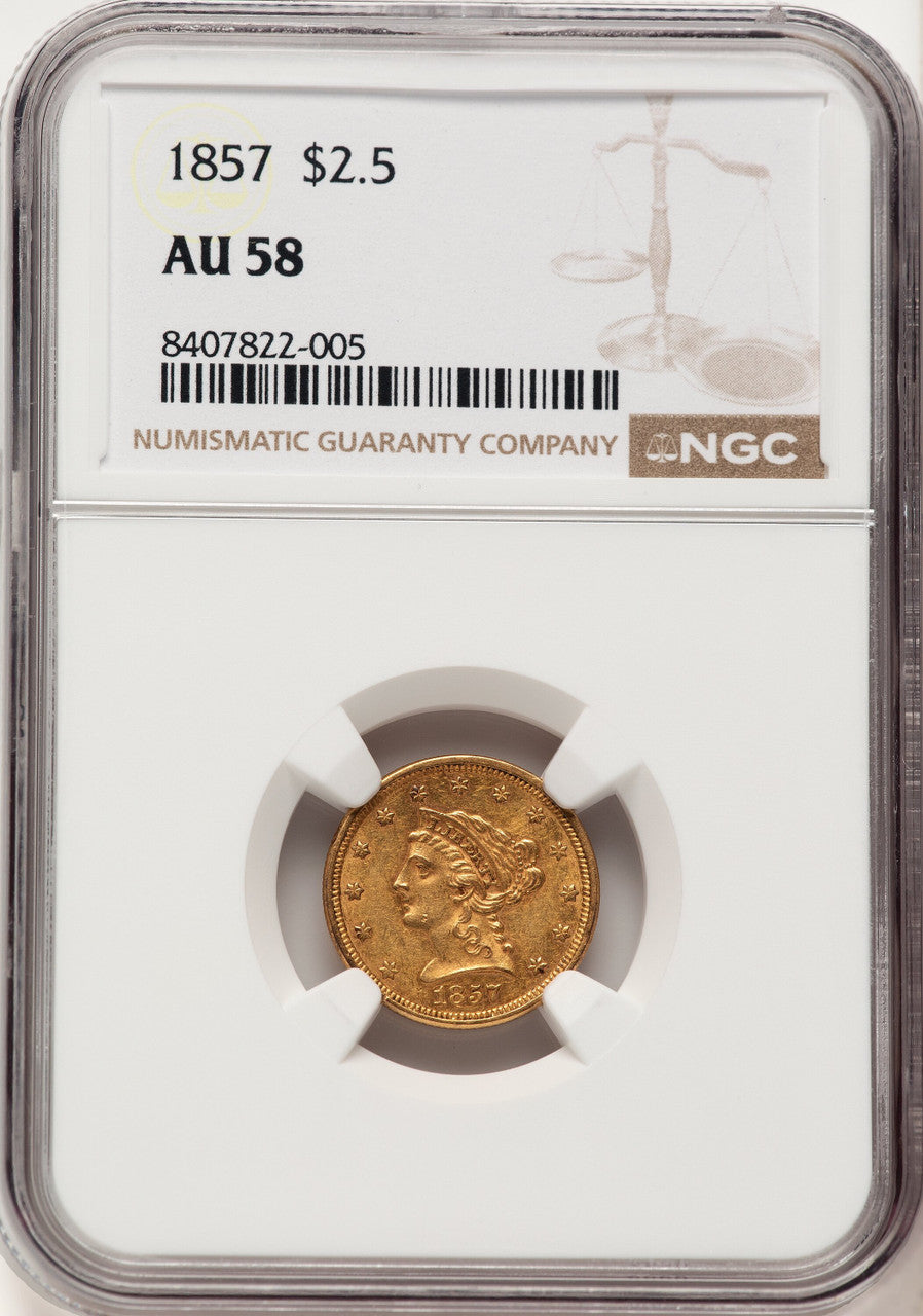 1857 $2.50 Liberty Quarter Eagle NGC AU58 (783713014)