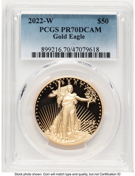 2022-W Proof Gold Eagle 1 oz Blue Gradient PCGS PR70