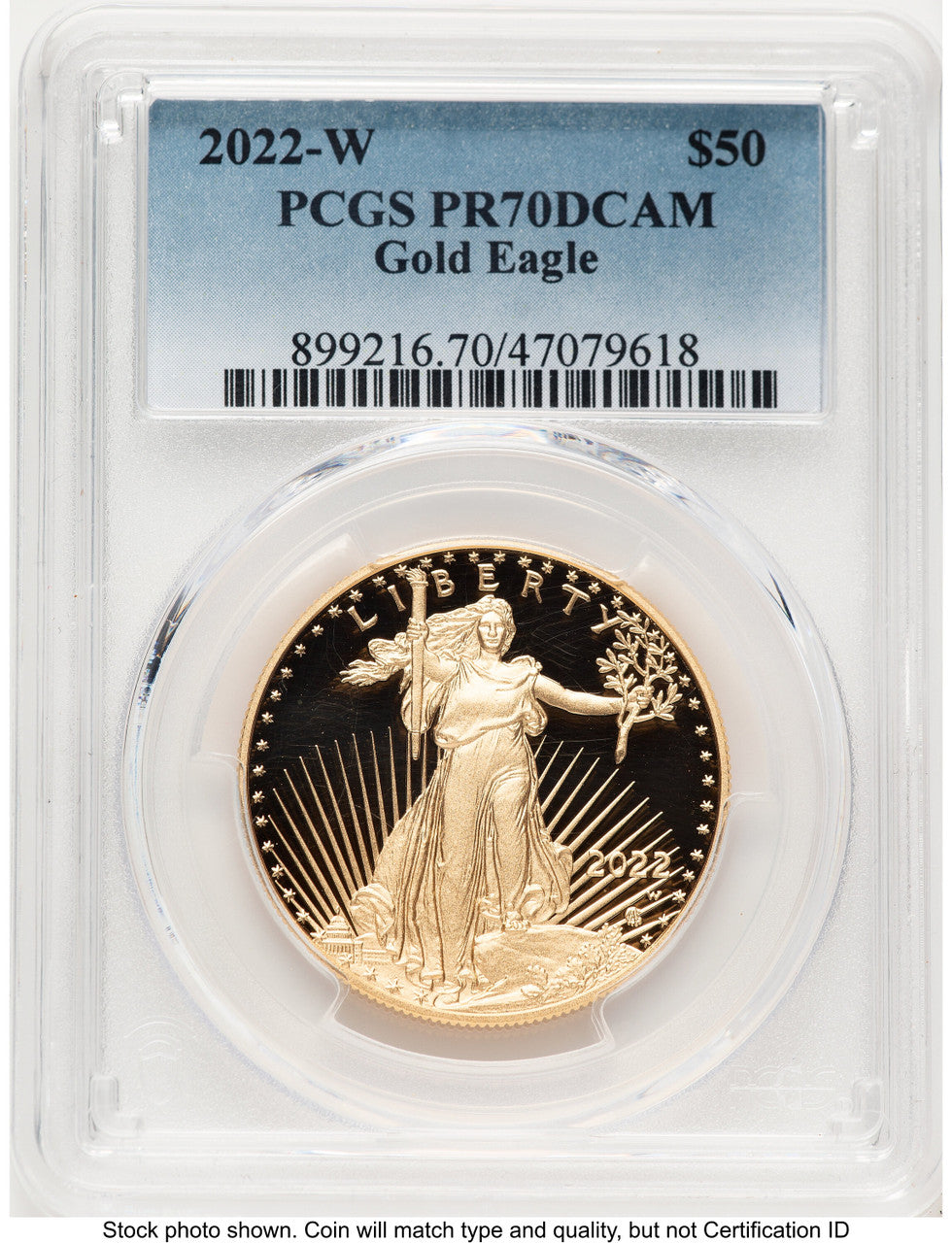 2022-W Proof Gold Eagle 1 oz Blue Gradient PCGS PR70