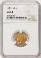 1914 $2.50 Indian Quarter Eagle NGC MS64 (783786005)