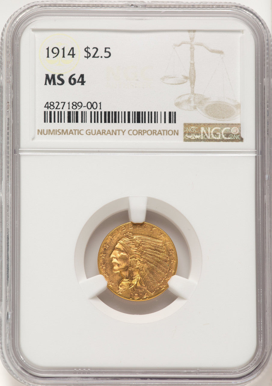 1914 $2.50 Indian Quarter Eagle NGC MS64 (783786005)