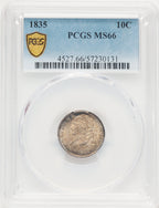 1835 10C Bust Dime PCGS MS66