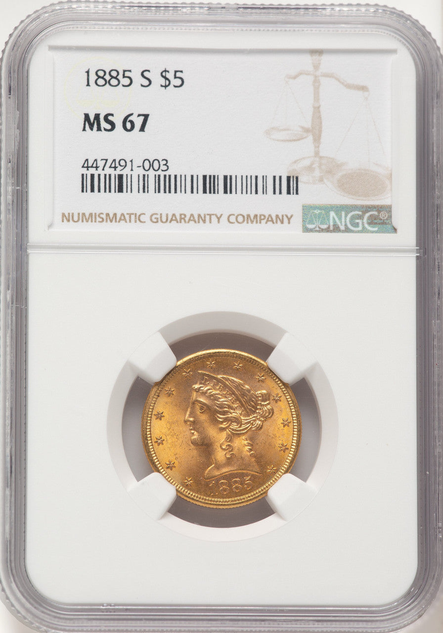 1885-S $5 Liberty Half Eagle NGC MS67 (783786016)