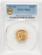 1914-D $2.50 Indian Quarter Eagle PCGS MS63 (783786028)
