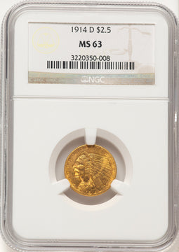 1914-D $2.50 Indian Quarter Eagle NGC MS63 (783786029)
