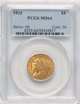1913 $5 Indian Half Eagle PCGS MS64 (783786032)