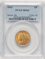 1913 $5 Indian Half Eagle PCGS MS64 (783786032)