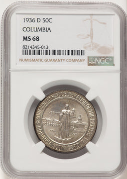 1936-D 50C Columbia Commemorative Silver NGC MS68