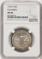 1936-D 50C Columbia Commemorative Silver NGC MS68