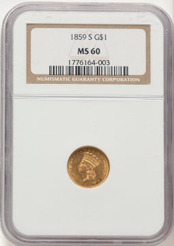 1859-S G$1 Gold Dollar NGC MS60