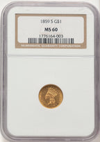 1859-S G$1 Gold Dollar NGC MS60