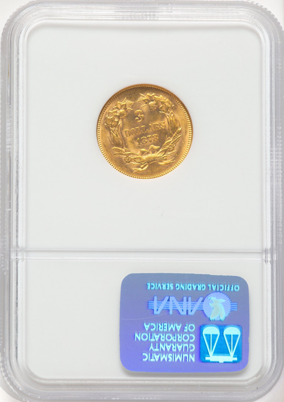1878 $3 Three Dollar Gold Pieces NGC MS63 (783791002)