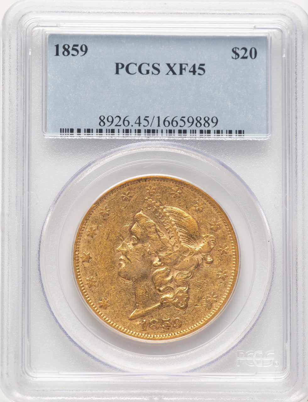 1859 $20 Liberty Double Eagle PCGS XF45