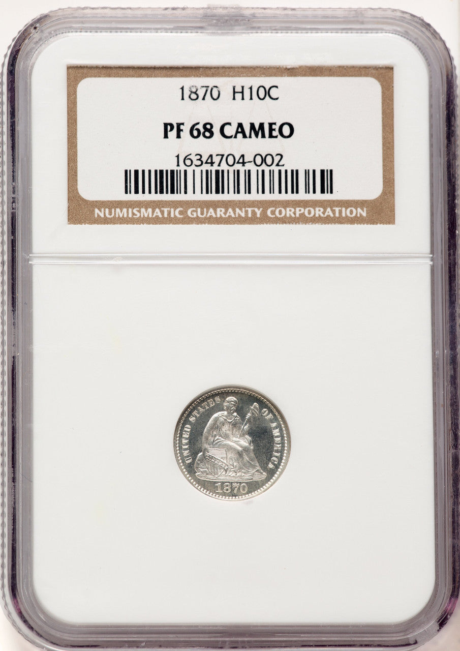 1870 H10C CA Proof Seated Half Dime NGC PR68