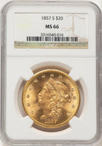 1857-S $20 Liberty Double Eagle NGC MS66 (783791021)