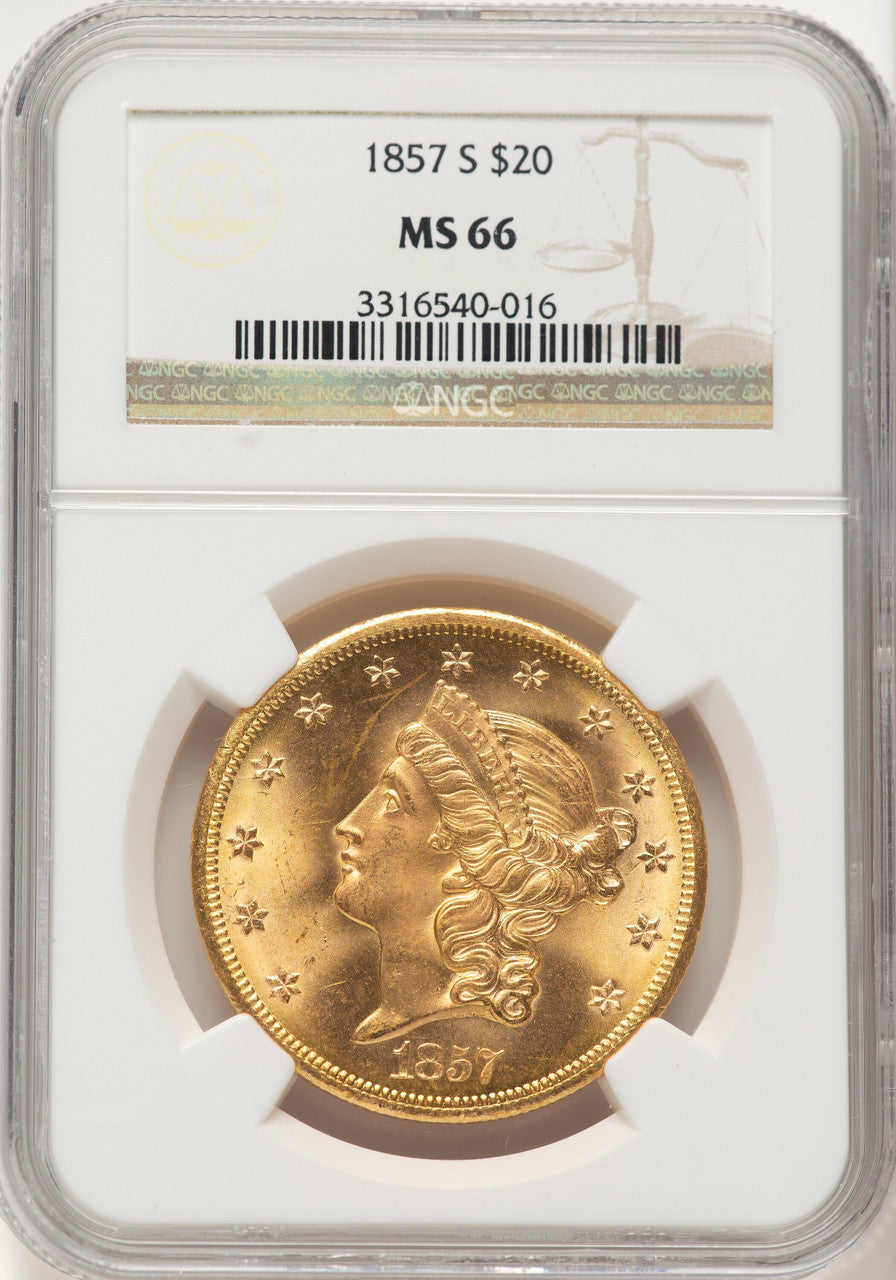 1857-S $20 Liberty Double Eagle NGC MS66 (783791021)