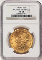 1865-S $20 Liberty Double Eagle NGC MS64 (783791025)