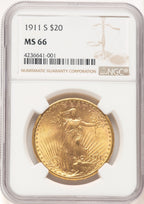 1911-S $20 Saint-Gaudens Double Eagle NGC MS66