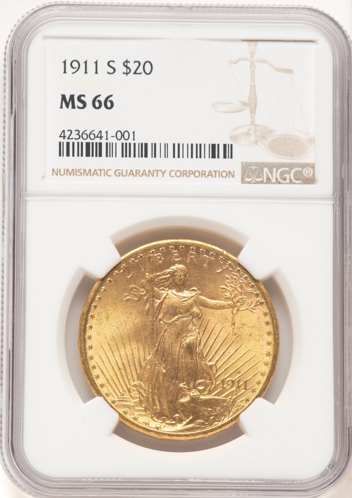 1911-S $20 Saint-Gaudens Double Eagle NGC MS66