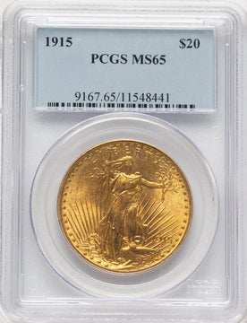 1915 $20 Saint-Gaudens Double Eagle PCGS MS65
