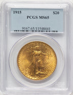 1915 $20 Saint-Gaudens Double Eagle PCGS MS65
