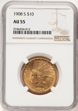 1908-S $10 Indian Eagle NGC AU55