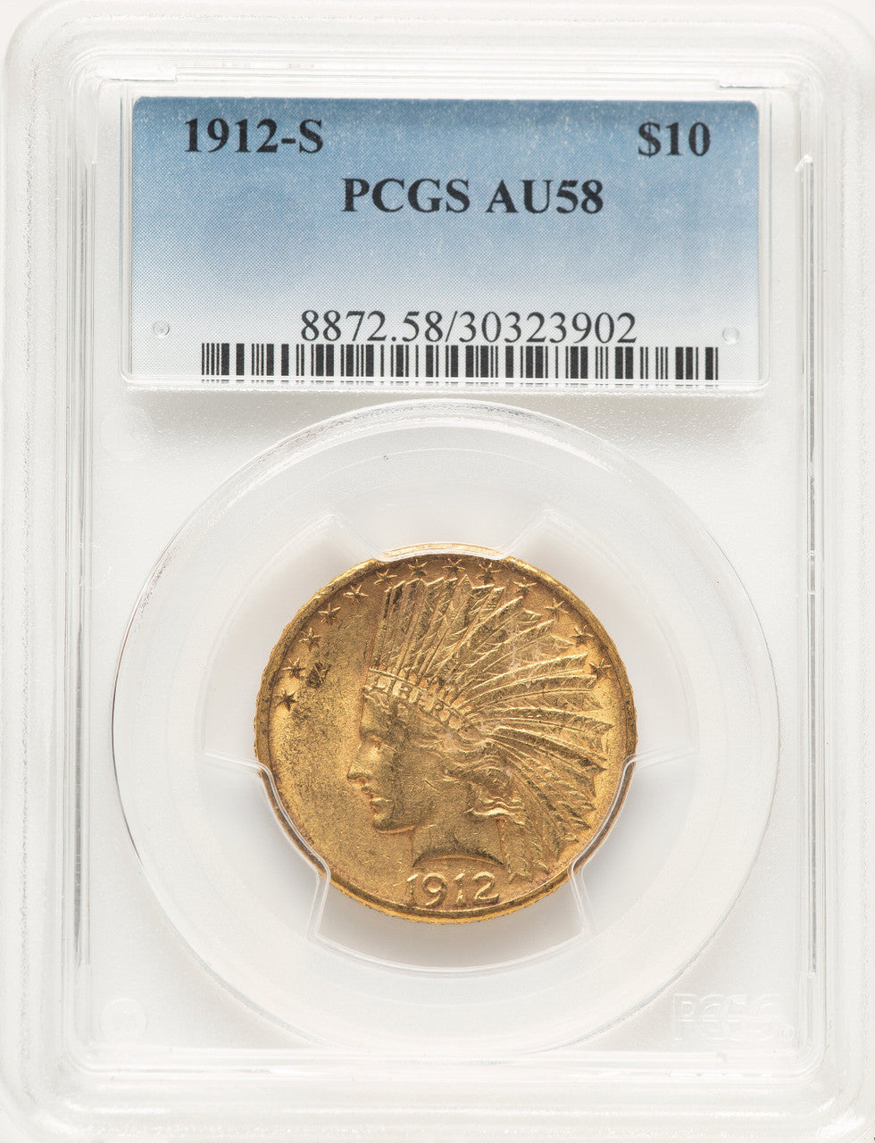 1912-S $10 Indian Eagle PCGS AU58 (783791040)