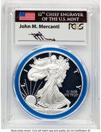 2021-W TY1 Proof Silver Eagle 1 oz FDI Mint Engraver Series John Blue Gasket PCGS PR70 Mercanti