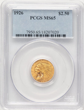 1926 $2.50 Indian Quarter Eagle PCGS MS65 (783808002)