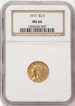 1913 $2.50 Indian Quarter Eagle NGC MS64 (783858002)