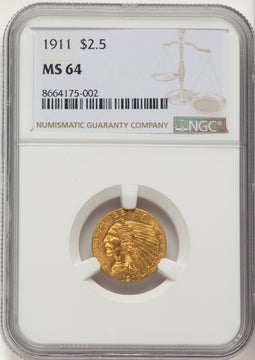 1911 $2.50 Indian Quarter Eagle NGC MS64