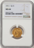 1911 $2.50 Indian Quarter Eagle NGC MS64