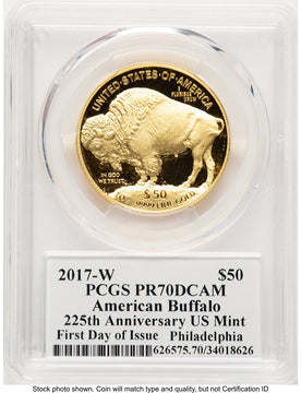 2017-W Proof Gold Buffalo 1 oz FDI Philadelphia PCGS PR70 Ed Moy