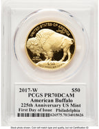 2017-W Proof Gold Buffalo 1 oz FDI Philadelphia PCGS PR70 Ed Moy