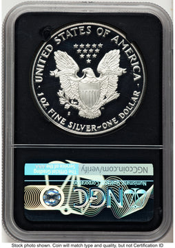 1986-S Proof Silver Eagle 1 oz John NGC PF70 Mercanti