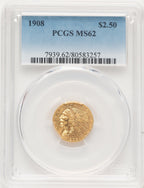 1908 $2.50 Indian Quarter Eagle PCGS MS62 (783934008)