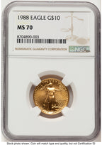 1988 Gold Eagle 1/4 oz Brown Label NGC MS70