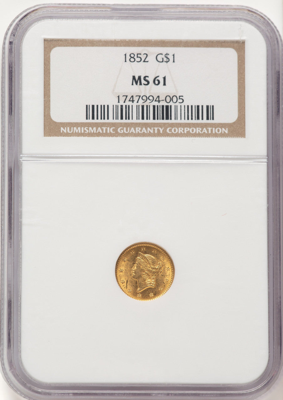 1852 G$1 Gold Dollar NGC MS61