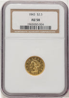 1843 $2.50 Liberty Quarter Eagle NGC AU58 (783972019)