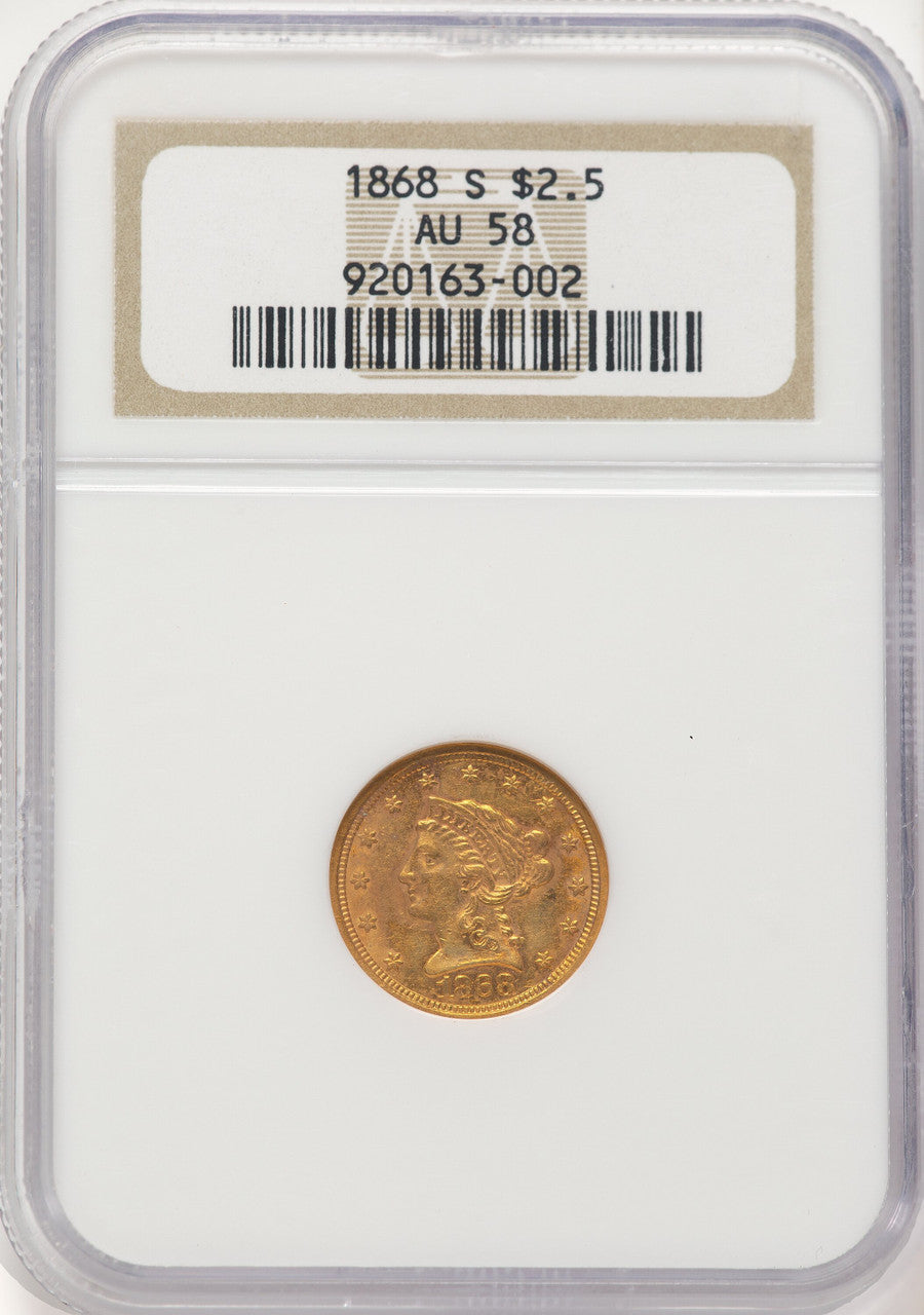 1868-S $2.50 Liberty Quarter Eagle NGC AU58