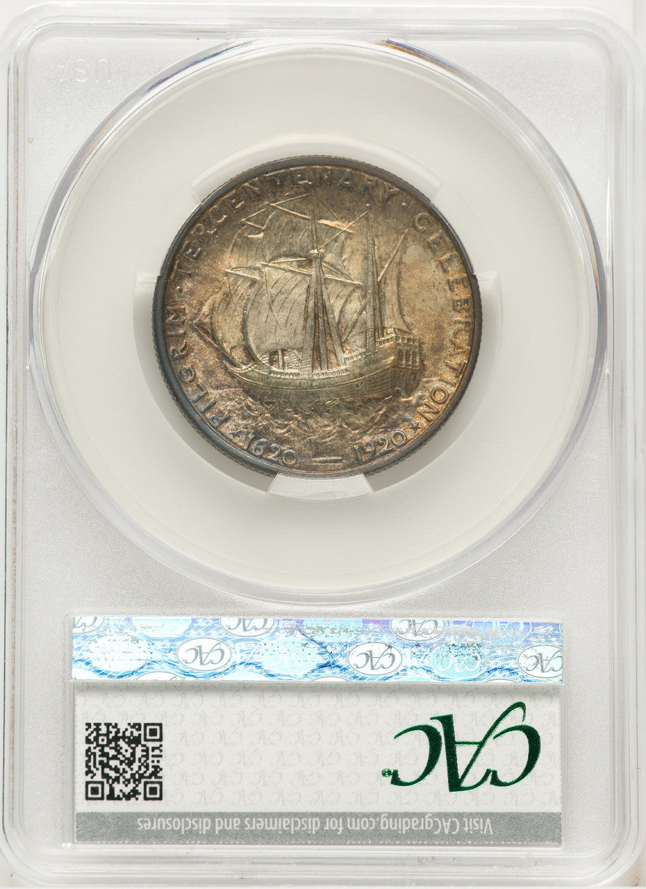 1920 50C Pilgrim CAC CACG Plus Commemorative Silver CACG MS66+