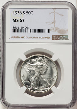 1936-S 50C Walking Liberty Half Dollar NGC MS67