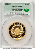 2025-W G$100 American Liberty High Relief First Day Of Delivery CACG PR70