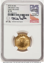 2016-W 25C Standing Liberty 100th Anniversary Gold Centennial ER Mike Castle NGC MS70