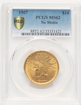 1907 $10 No Motto Indian Eagle PCGS MS62
