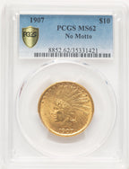 1907 $10 No Motto Indian Eagle PCGS MS62