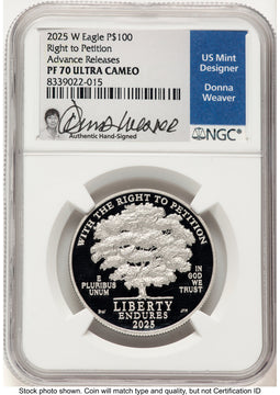 2025-W Proof Platinum Eagle 1 oz AR Donna Weaver NGC PF70