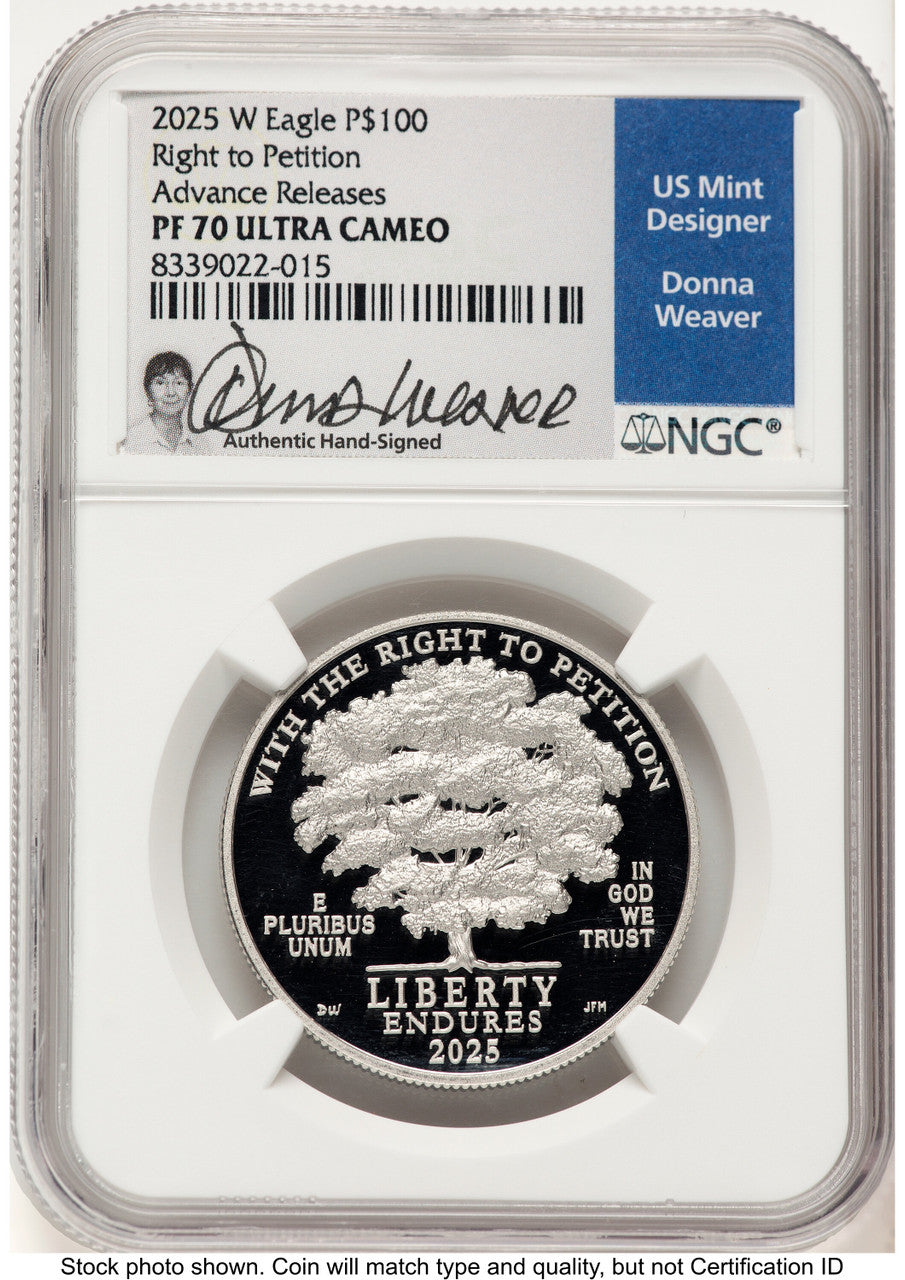 2025-W Proof Platinum Eagle 1 oz AR Donna Weaver NGC PF70