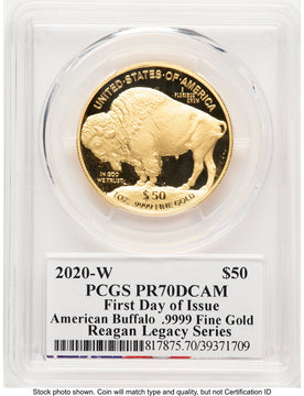 2020-W Proof Gold Buffalo 1 oz FDI Reagan Legacy Series Michael Reagan PCGS PR70